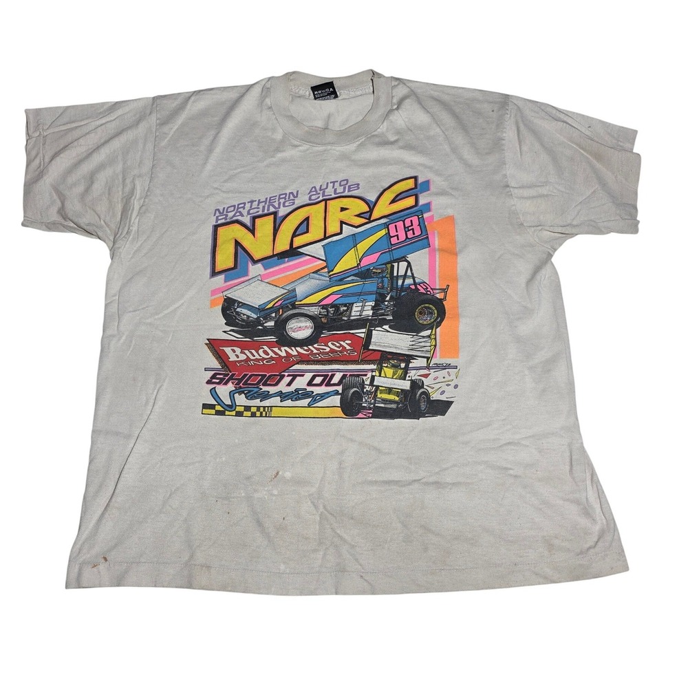 Vintage NARC Budweiser Racing T Shirt Mens XL Screen Stars Single Stitch 90s USA